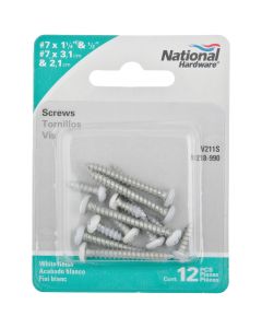 National 211 Steel Shelf Bracket Screw, White (12-Pack)