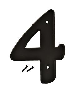 Hy-Ko 6 In. Black Gloss House Number Four