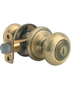 Kwikset Signature Series Antique Brass Juno Entry Door Knob with SmartKey