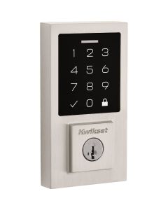 Kwikset SmartCode 270 Contemporary Touchpad Electronic Deadbolt With SmartKey, Satin Nickel