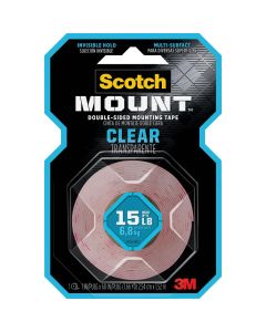 Scotch Mount Clear Double-Sided Mounting Tape, 1 In. x 60 In.