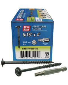 Grip-Rite PrimeGuard Plus 5/16 In. x 4 In. Flat Washer Head Structure Screw (50-Count)