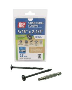 Grip-Rite PrimeGuard Plus 5/16 In. x 2.5 In. Flat Washer Head Structure Screw (25-Count)