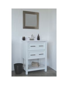 Modular Sorrento White 25 In. W x 34-1/2 In. H x 19 In. D Vanity with White Cultured Marble Top