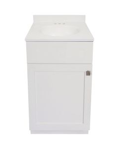 Modular Charleston White 18 In. W x 16 In. D x 34-1/2 In. H  Vanity with White Cultured Marble Top