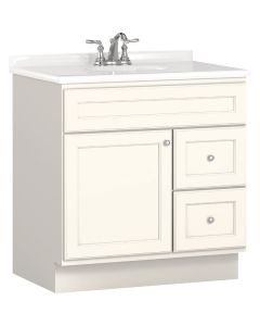Bertch Northbrook 30 In. W x 34-1/2 In. H x 21 In. D White Vanity Base without Top, 2 Door/2 Drawer