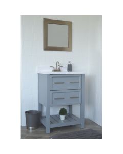 Modular Sorrento Gray 25 In. W x 34-1/2 In. H x 19 In. D Vanity with White Cultured Marble Top