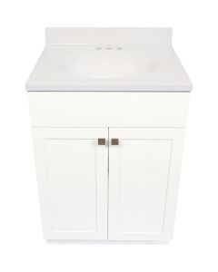 Modular Charleston White 24 In. W x 18 In. D x 34-1/2 In. H  Vanity with White Cultured Marble Top