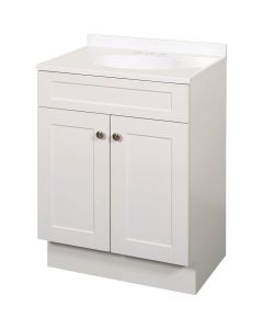 Zenith Zenna Home White 24 In. W x 35 In. H x 18 In. D Shaker Vanity with White Cultured Marble Top
