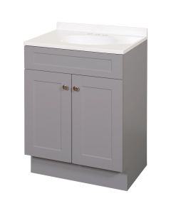 Zenith Zenna Home Cool Gray 24 In. W x 35 In. H x 18 In. D Shaker Vanity with White Cultured Marble Top