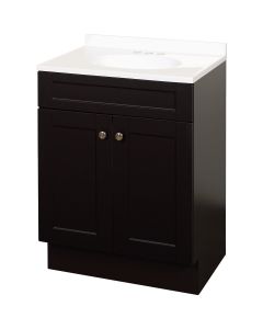 Zenith Zenna Home Espresso 24 In. W x 35 In. H x 18 In. D Shaker Vanity with White Cultured Marble Top