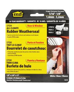 M-D Brown 17 Ft. x 3/8 In. Extreme Temp Small Gap Rubber Weatherstrip, White