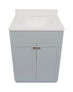 Modular Charleston Gray 24 In. W x 18 In. D x 34-1/2 In. H  Vanity with White Cultured Marble Top