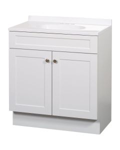 Zenith Zenna Home White 30 In. W x 35 In. H x 18 In. D Shaker Vanity with White Cultured Marble Top