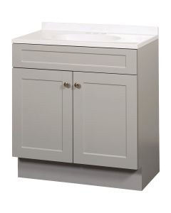 Zenith Zenna Home Cool Gray 30 In. W x 35 In. H x 18 In. D Shaker Vanity with White Cultured Marble Top