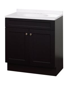 Zenith Zenna Home Espresso 30 In. W x 35 In. H x 18 In. D Shaker Vanity with White Cultured Marble Top