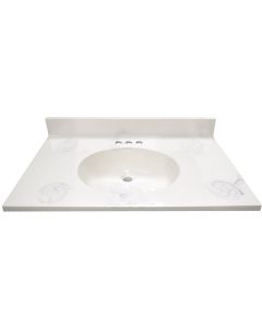 Modular Vanity Tops 31 In. W x 22 In. D Marbled Dove Gray Cultured Marble Flat Edge Vanity Top with Oval Bowl