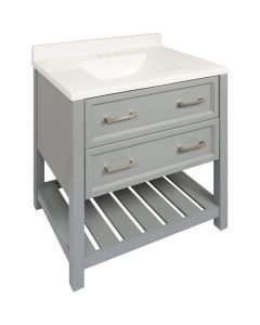 Modular Sorrento Gray 31 In. W x 22 In. D x 34-1/2 In. H  Vanity with White Cultured Marble Top
