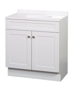 Zenith Zenna Home White 36 In. W x 35 In. H x 18 In. D Shaker Vanity with White Cultured Marble Top