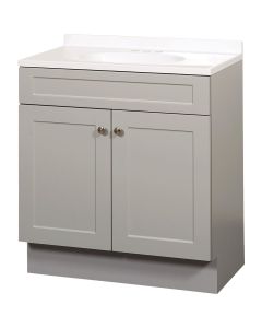 Zenith Zenna Home Cool Gray 36 In. W x 35 In. H x 18 In. D Shaker Vanity with White Cultured Marble Top