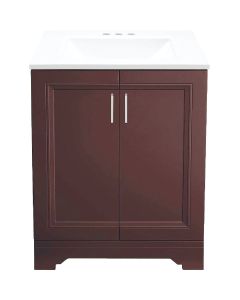 Continental Cabinets Waverly Espresso 24 In. W x 34 In. H Vanity with White Cultured Marble Top