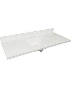 Modular Vanity Tops 49 In. W x 22 In. D Solid White Cultured Marble Vanity Top with Rectangular Wave Bowl