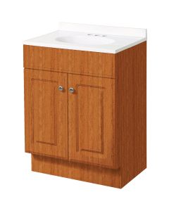 Zenith Zenna Home Oak 30 In. W x 35 In. H x 18 In. D Vanity with White Cultured Marble Top