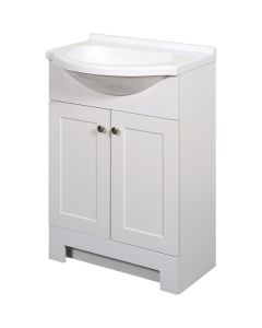 Zenith Zenna Home White 24 In. W x 35 In. H x 12 In. D Euro Vanity with White Cultured Marble Top