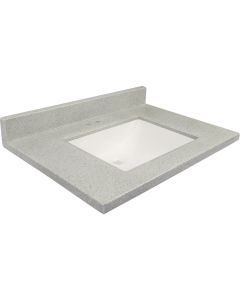 Modular Vanity Tops 31 In. W x 22 In. D Pewter Cultured Marble Vanity Top with Rectangular Wave Bowl