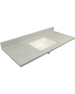 Modular Vanity Tops 49 In. W x 22 In. D Pewter Cultured Marble Vanity Top with Rectangular Wave Bowl