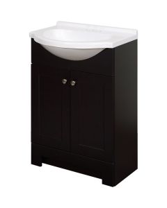 Zenith Zenna Home Espresso 24 In. W x 35 In. H x 18 In. D Euro Vanity with White Cultured Marble Top