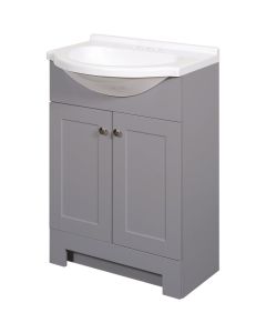 Zenith Zenna Home Cool Gray 24 In. W x 35 In. H x 18 In. D Euro Vanity with White Cultured Marble Top