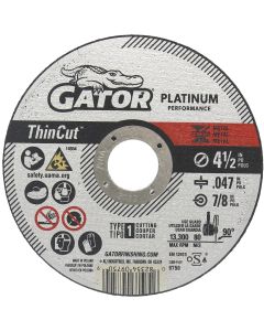 Gator Blade ThinCut Type 1 4-1/2 In. x 0.047 In. x 7/8 In. Metal/Stainless Cut-Off Wheel