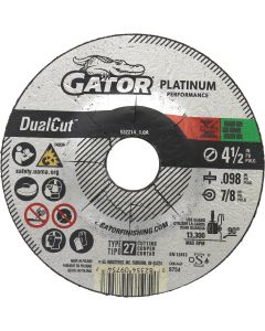 Gator Blade DualCut Type 27 4-1/2 In. x 0.098 In. x 7/8 In. Steel/Stainless/Wall Tile Cut-Off Wheel