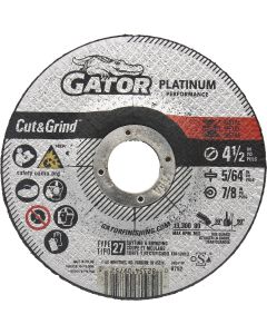 Gator Blade Type 27 4-1/2 In. x 5/64 In. x 7/8 In. Metal/Stainless Cut-Off Wheel