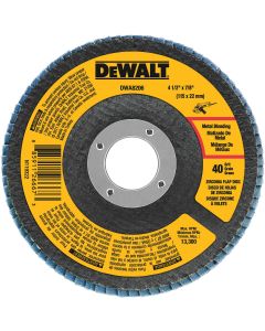 DEWALT 4-1/2 In. x 7/8 In. 40-Grit Type 29 Zirconia Angle Grinder Flap Disc
