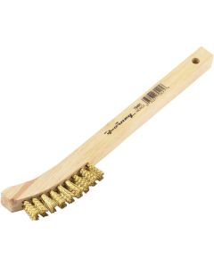 Forney 8-5/8 In. Curved Wood Handle Wire Brush with Brass Bristles