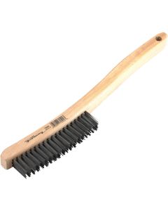 Forney 13-3/4 In. Curved Wood Handle Wire Brush with Carbon Steel Bristles