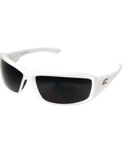 Edge Eyewear Brazeau Gloss White Frame Safety Glasses with Smoke Lenses
