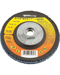 Forney 4-1/2 In. x 5/8 In.-11 80-Grit Type 29 Blue Zirconia Angle Grinder Flap Disc