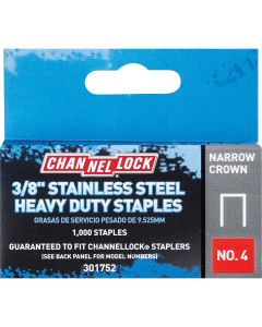 Channellock No. 4 Narrow Crown Stainless Steel Staple, 3/8 In. (1000-Pack)