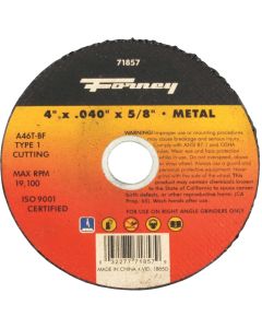 Forney Type 1 4 In. x 0.040 In. x 5/8 In. Metal Cut-Off Wheel