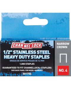 Channellock No. 4 Narrow Crown Stainless Steel Staple, 1/2 In. (1000-Pack)