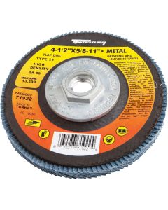 Forney 4-1/2 In. x 5/8 In.-11 80-Grit Type 29 High Density Blue Zirconia Angle Grinder Flap Disc