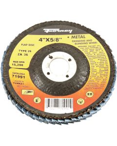Forney 4 In. x 5/8 In. 36-Grit Type 29 Blue Zirconia Angle Grinder Flap Disc