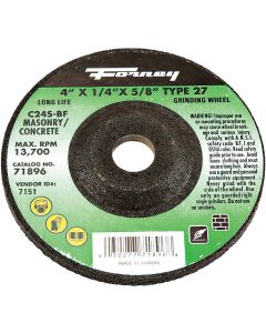 Forney Type 27 4 In. 1x /4 In. x 5/8 In. Masonry Grinding Cut-Off Wheel