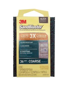 3M SandBlaster Paint Stripping 2-1/2 In. x 3-3/4 In. x 1 In. 36 Grit Coarse Sanding Sponge