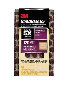 3M SandBlaster Ultra Flexible 2-1/2 In. x 4-1/2 In. x 1 In. 120 Grit Medium Sanding Sponge