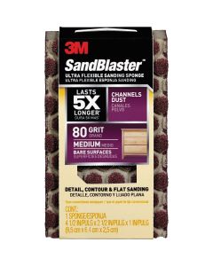 3M SandBlaster Ultra Flexible 2-1/2 In. x 4-1/2 In. x 1 In. 80 Grit Medium Sanding Sponge