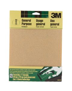 3M General-Purpose 9 In. x 11 In. 150 Grit Fine Sandpaper (5-Pack)
